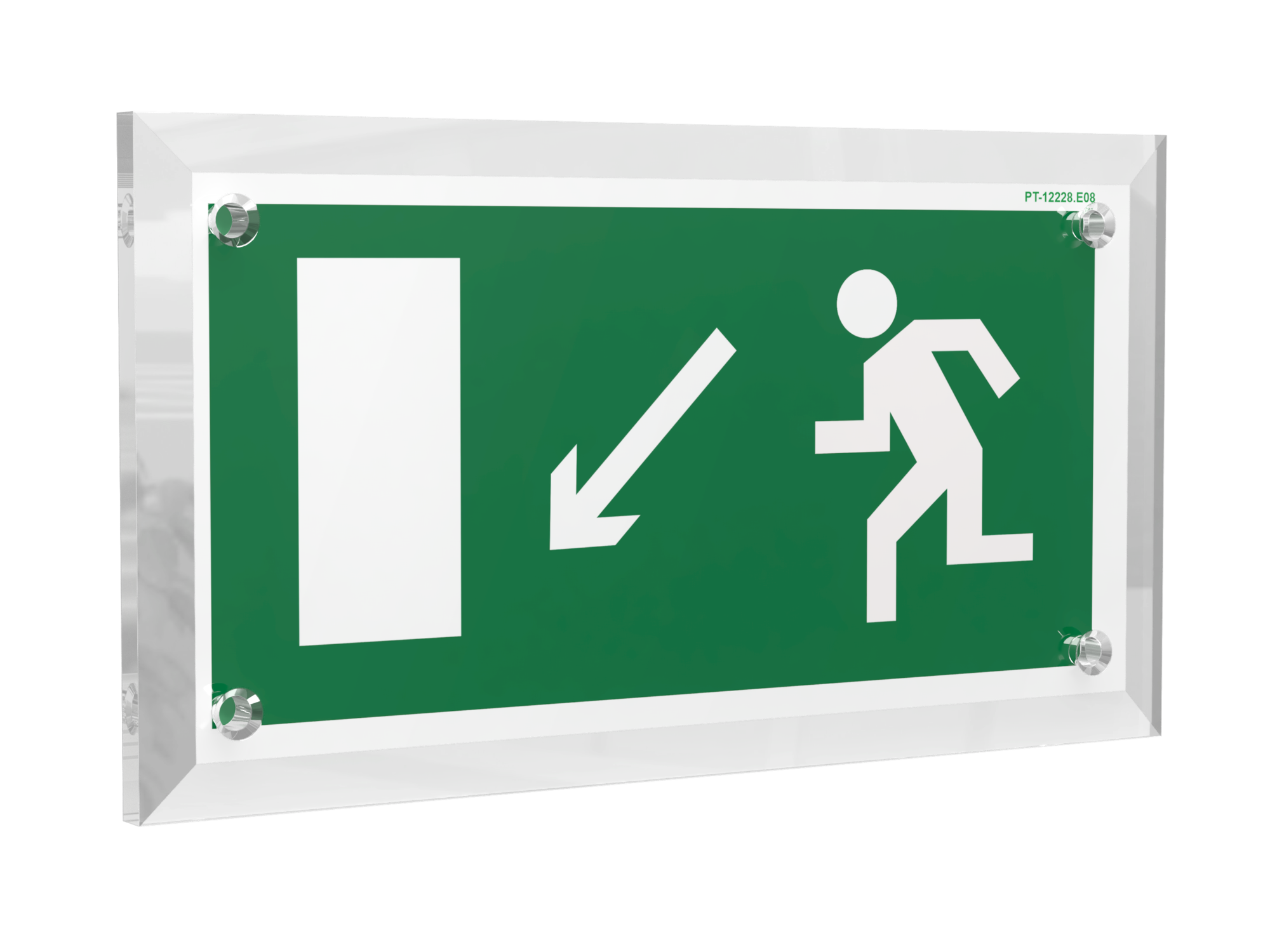 Знак безопасности PT-12228.E08''Напр. к эвакуационному выходу налево вниз''