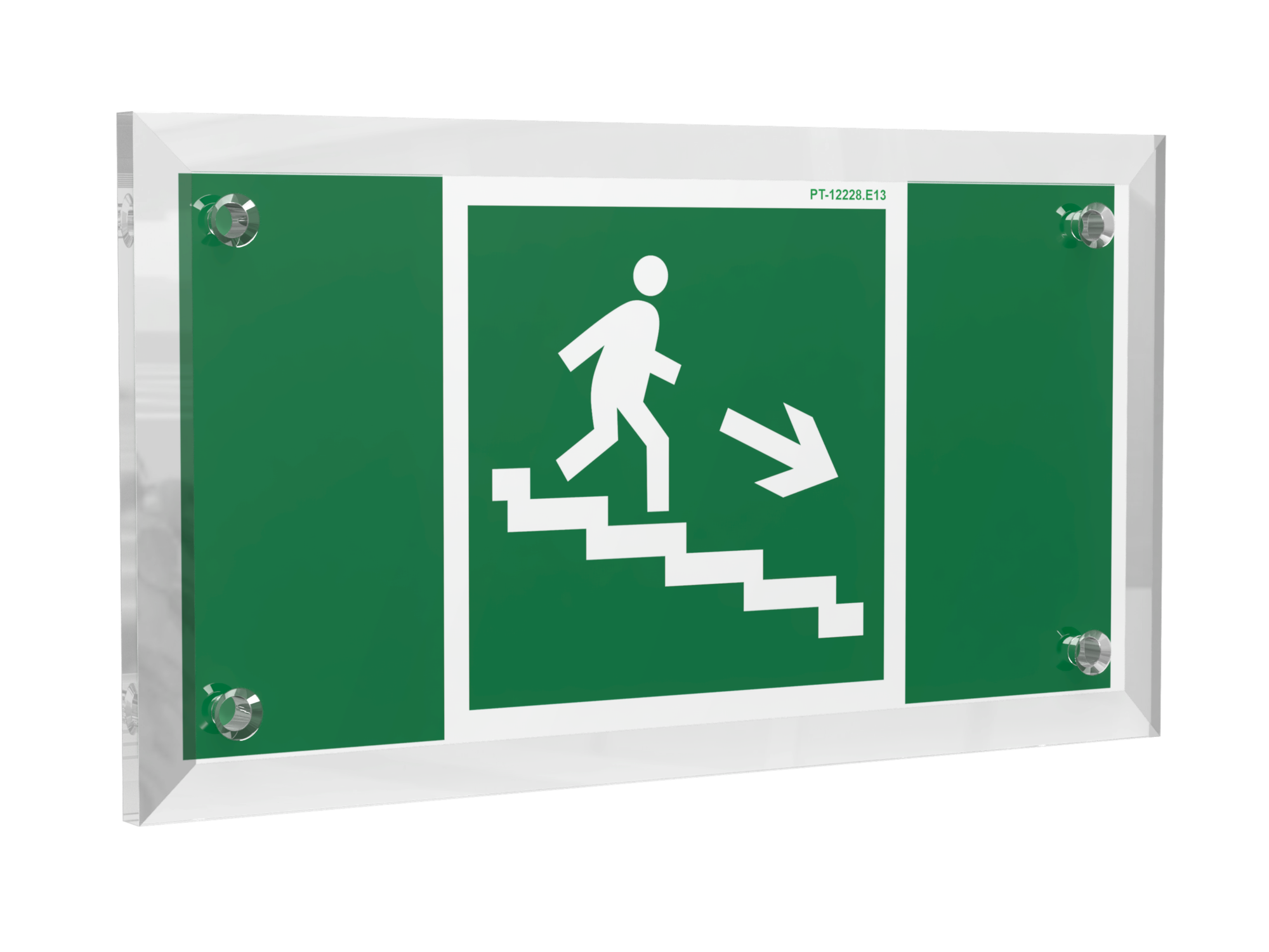 Знак безопасности PT-12228.E13''Напр. к эвакуац. выходу по лестн. вниз (прав.)''