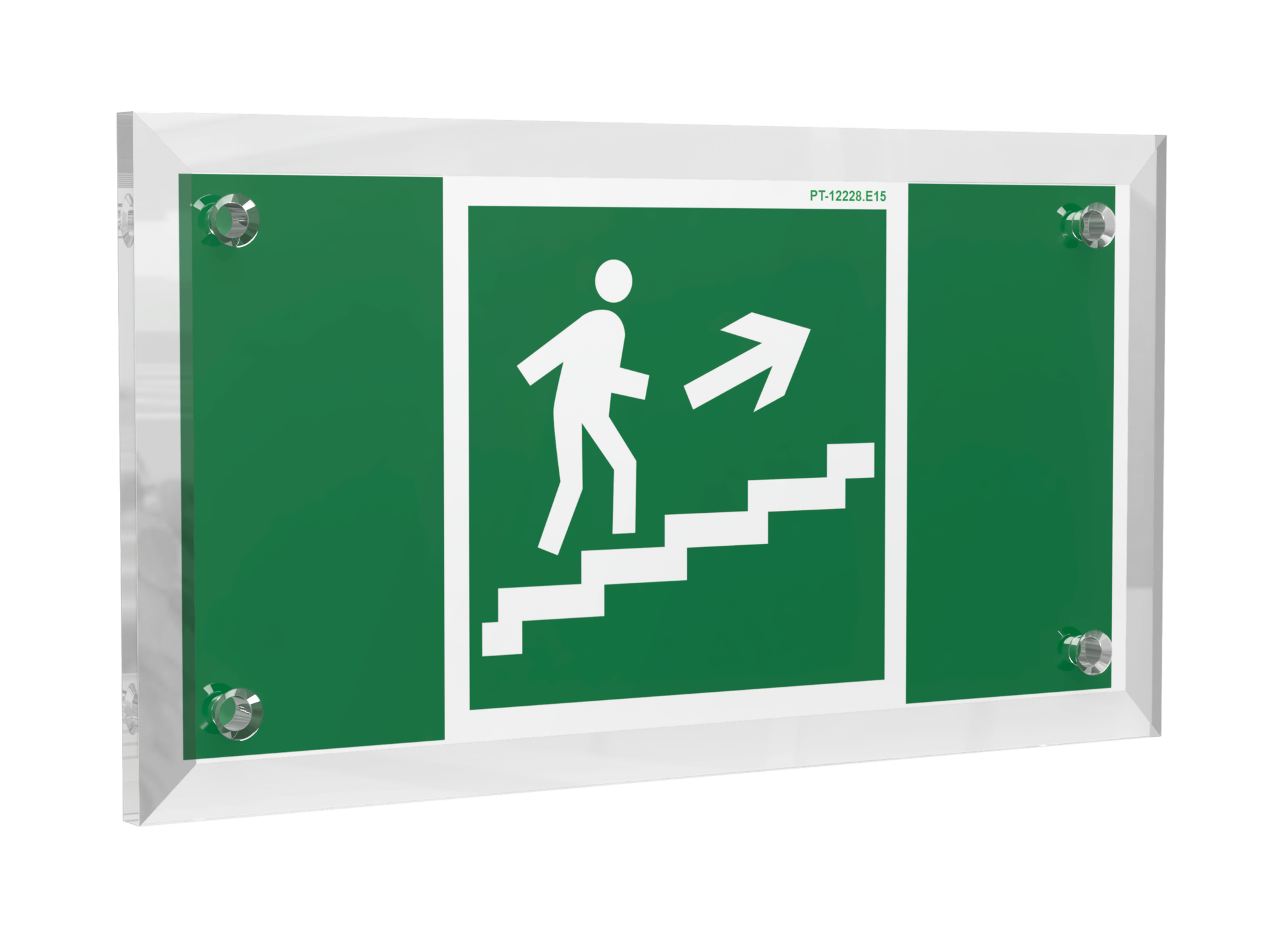 Знак безопасности PT-12228.E15''Напр. к эвакуац. выходу по лестн. вверх (прав.)''