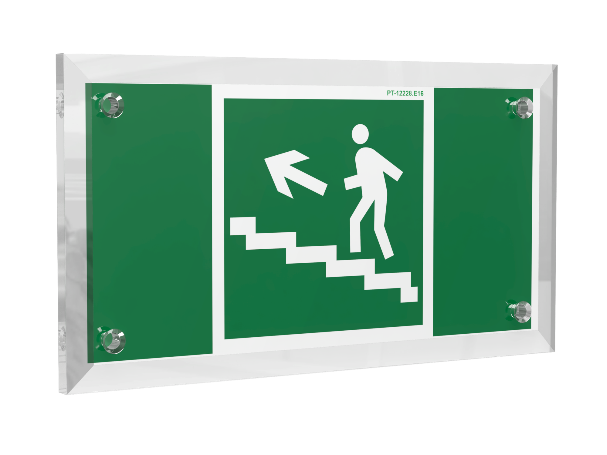 Знак безопасности PT-12228.E16''Напр. к эвакуац. выходу по лестн. вверх (лев.)''