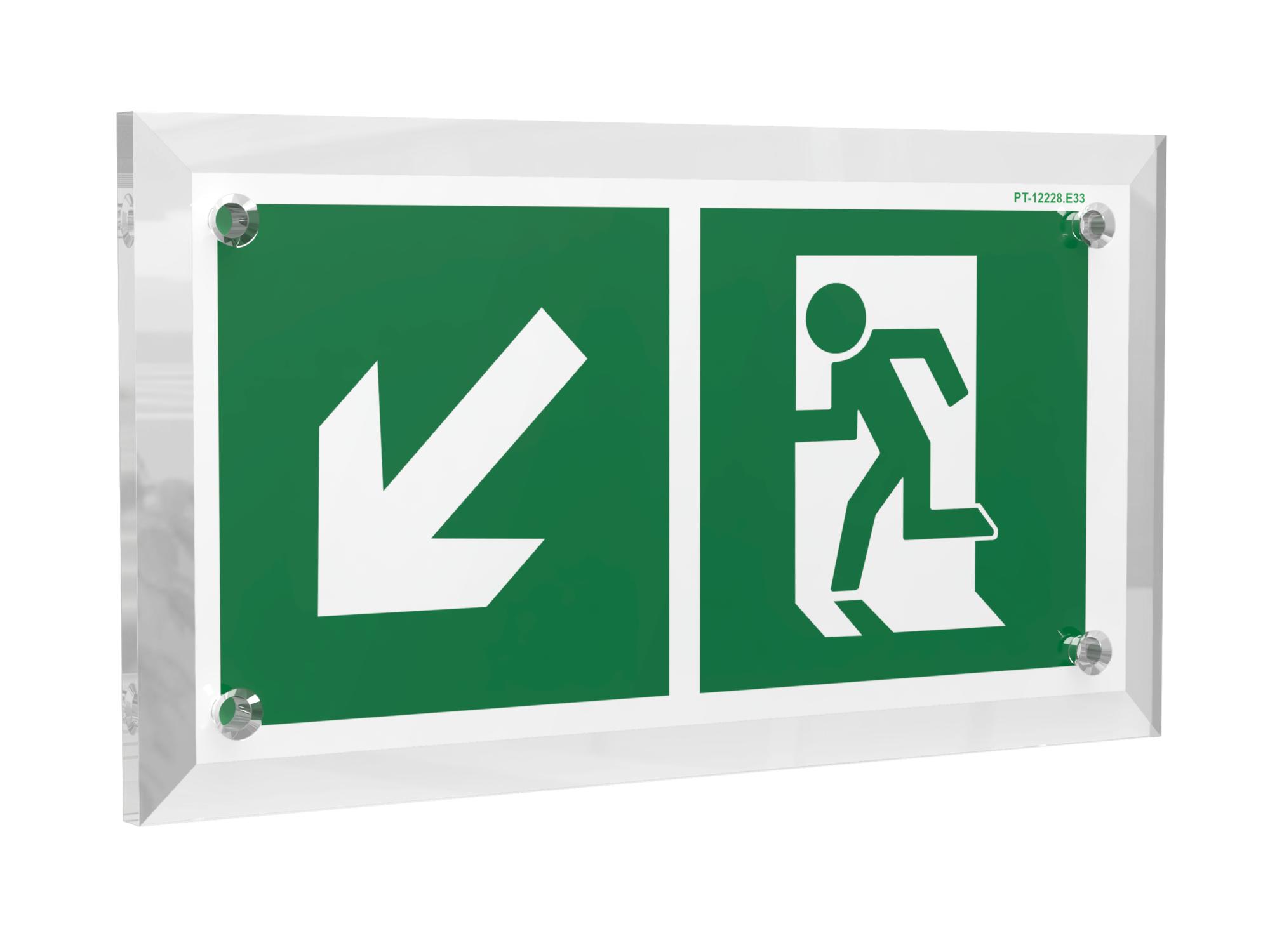 Знак безопасности PT-12228.E33''Напр. к эвакуационному выходу налево вниз''