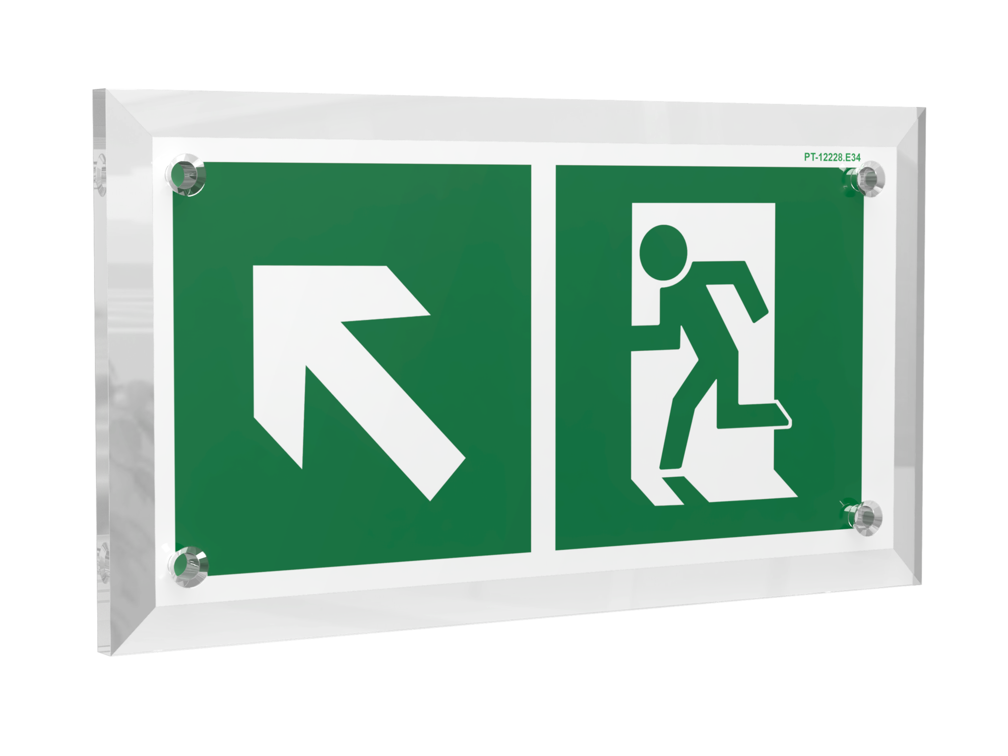 Знак безопасности PT-17328.E34''Напр. к эвакуационному выходу налево вверх''