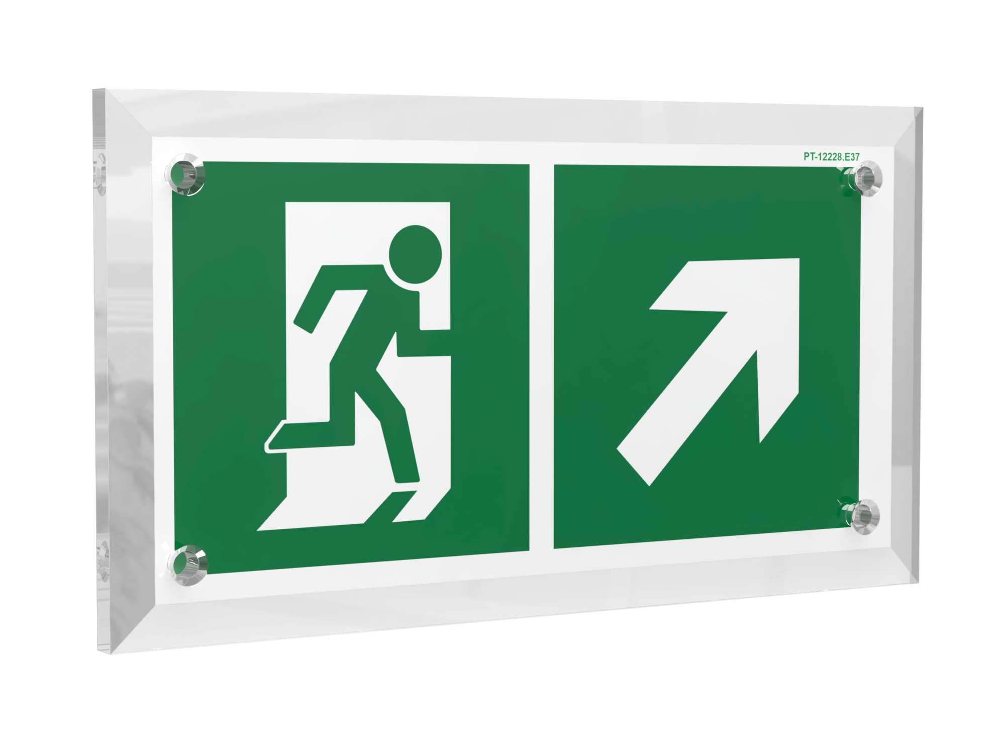 Знак безопасности PT-12228.E37''Напр. к эвакуационному выходу направо вверх''