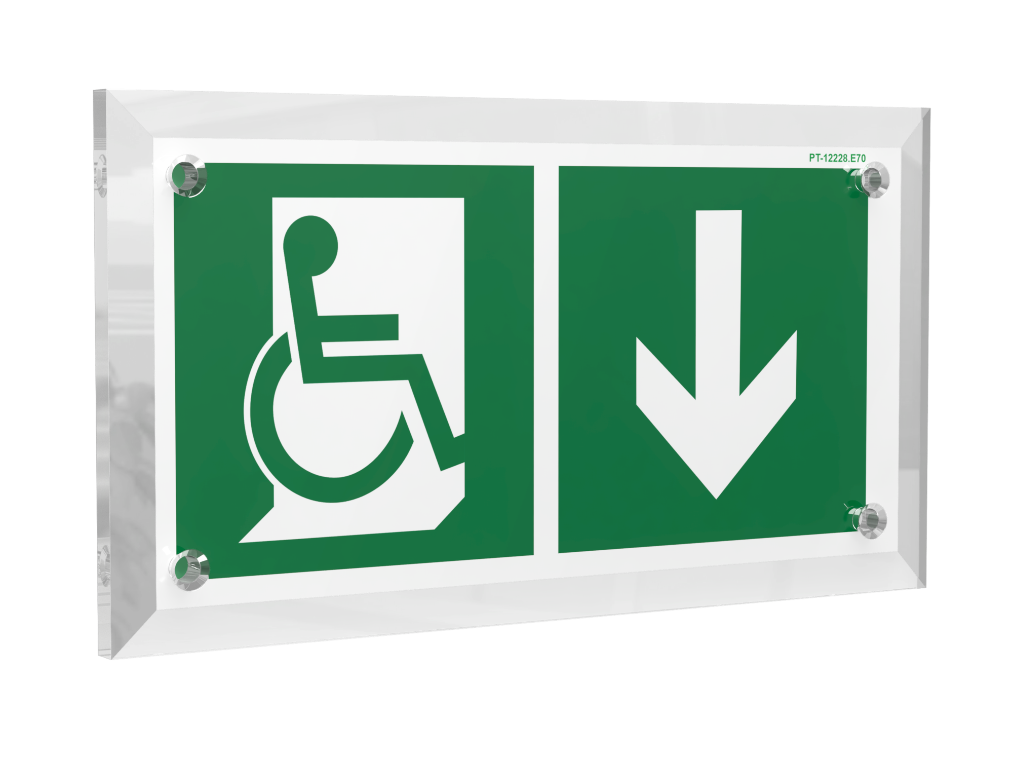 Знак безопасности PT-17328.E70''Указ. двери эвакуац. выхода (прав.) для МГН''