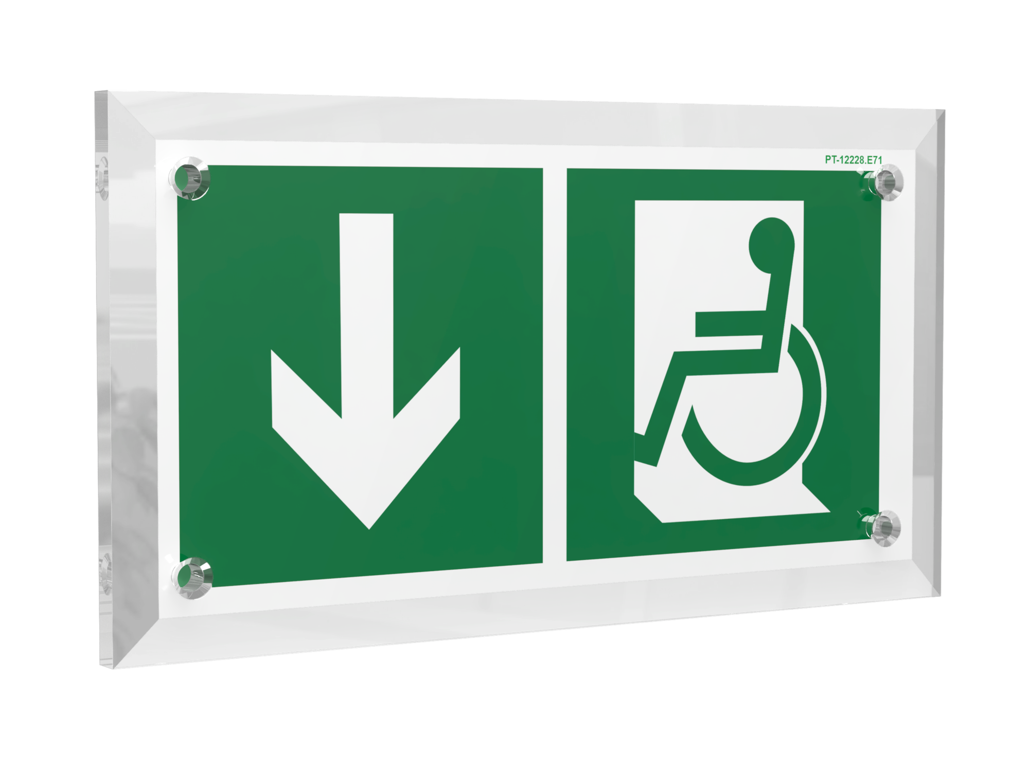 Знак безопасности PT-17328.E71''Указ. двери эвакуац. выхода (лев.) для МГН''