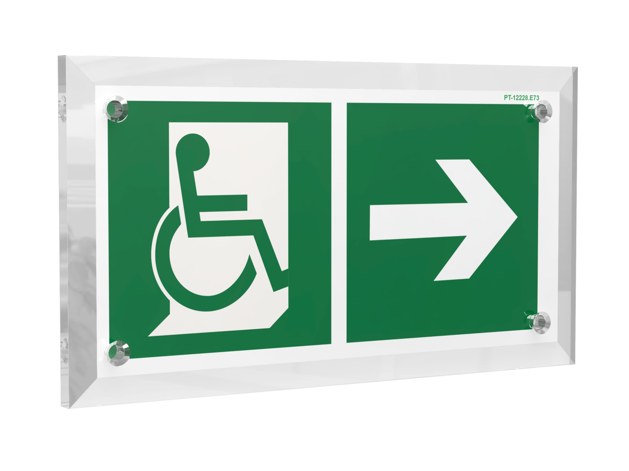 Знак безопасности PT-12228.E73''Напр. движения к эвакуац. выходу МГН направо''