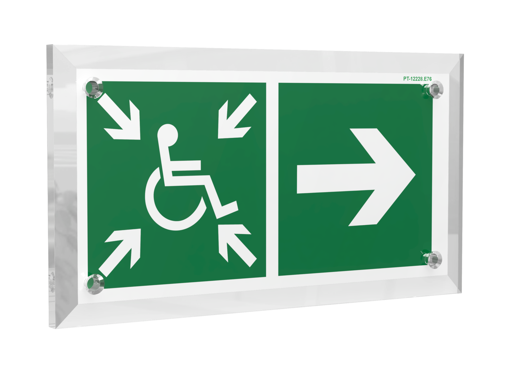 Знак безопасности PT-17328.E76''Напр.движ. к пункту сбора(безоп.зоне)МГН направо''