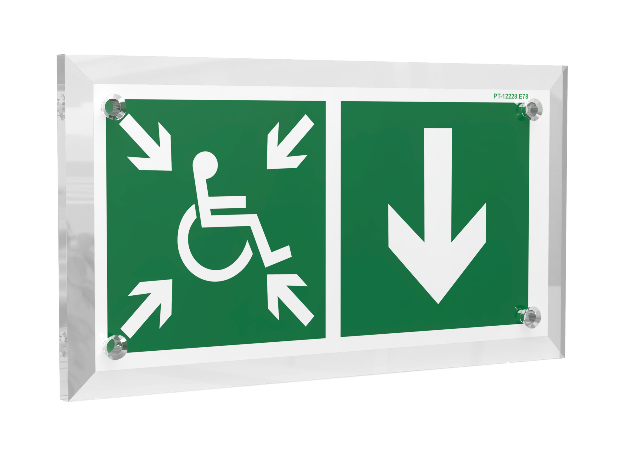 Знак безопасности PT-17328.E78''Указ. двери пункта сбора(безоп.зоны)МГН(прав)''