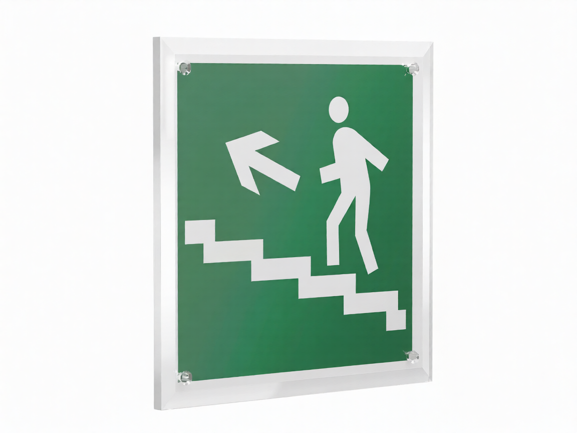 Знак безопасности PT-22228.E16''Напр. к эвакуац. выходу по лестн. вверх (лев.)''