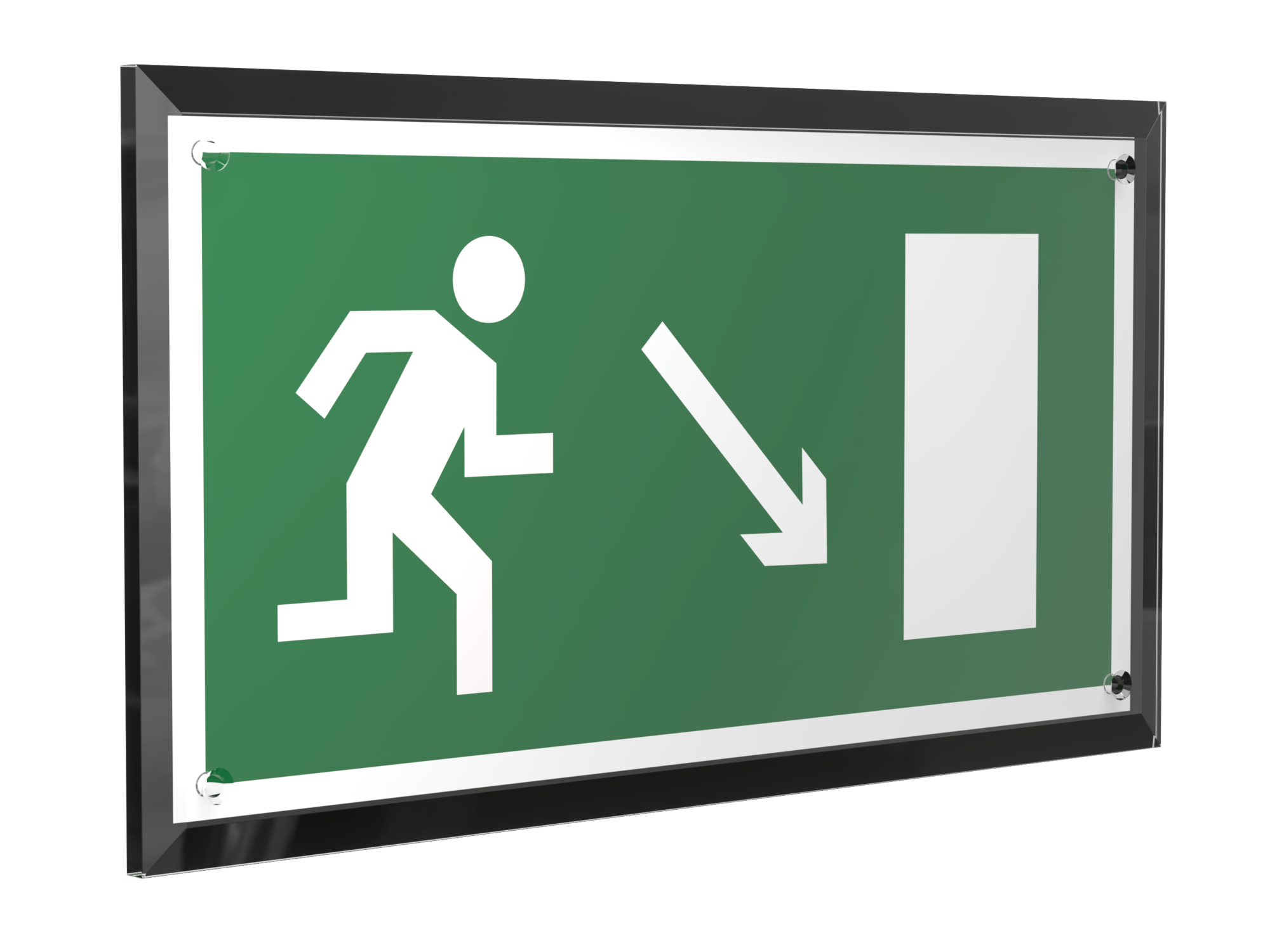Знак безопасности PT-32178-Black.E07''Напр. к эвакуационному выходу направо вниз''