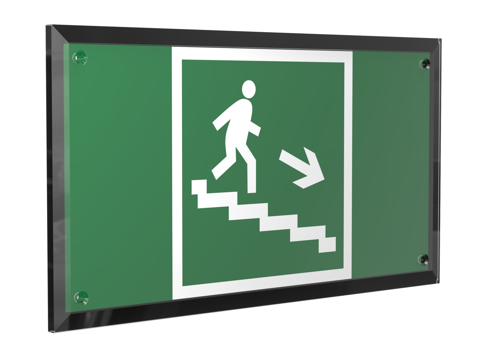 Знак безопасности PT-32178-Black.E13''Напр. к эвак.выходу по лестн. вниз (прав.)''