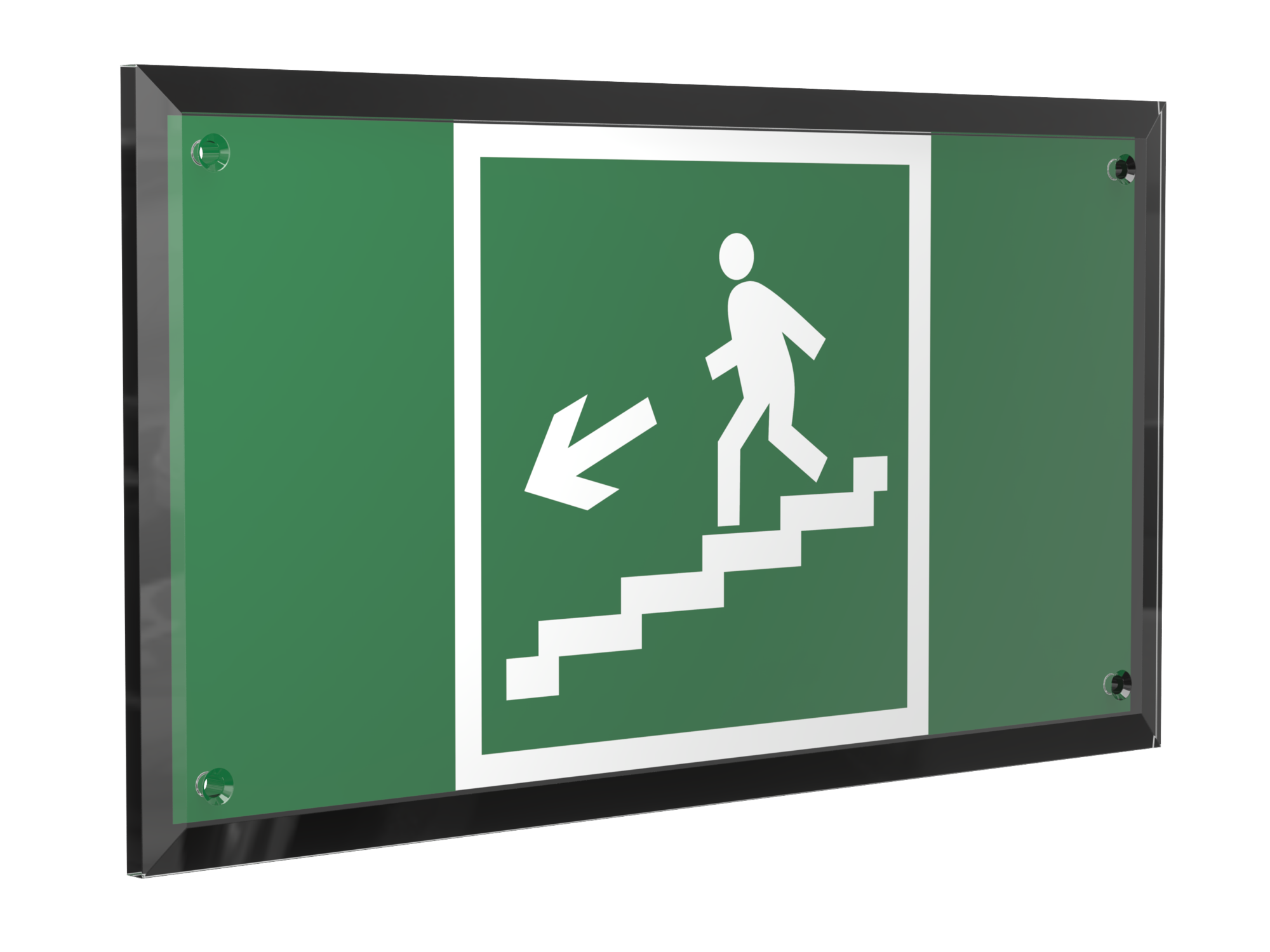 Знак безопасности PT-32178-Black.E14''Напр. к эвак. выходу по лестн. вниз (лев.)''