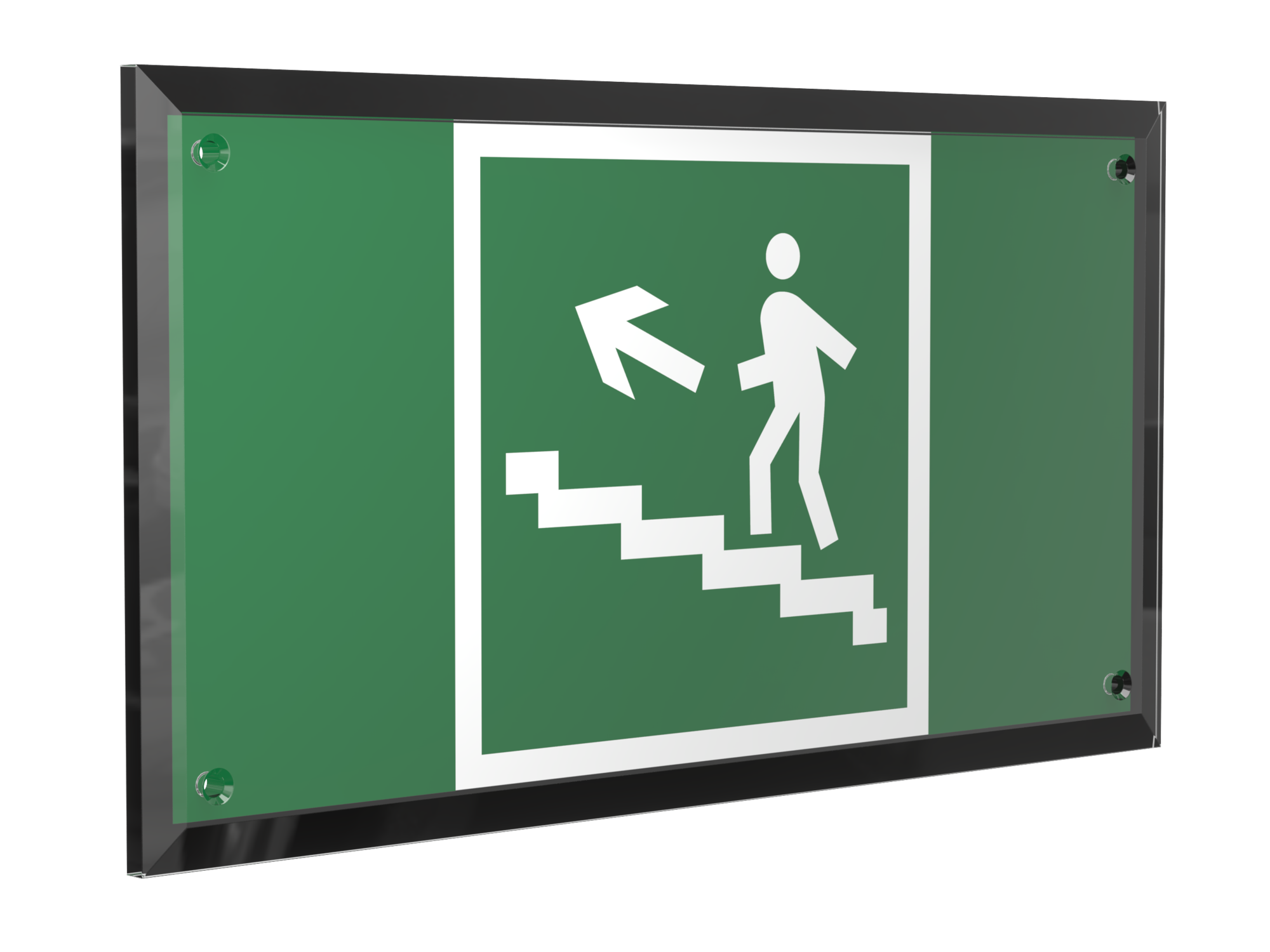 Знак безопасности PT-32178-Black.E16''Напр. к эвак.выходу по лестн. вверх (лев.)''