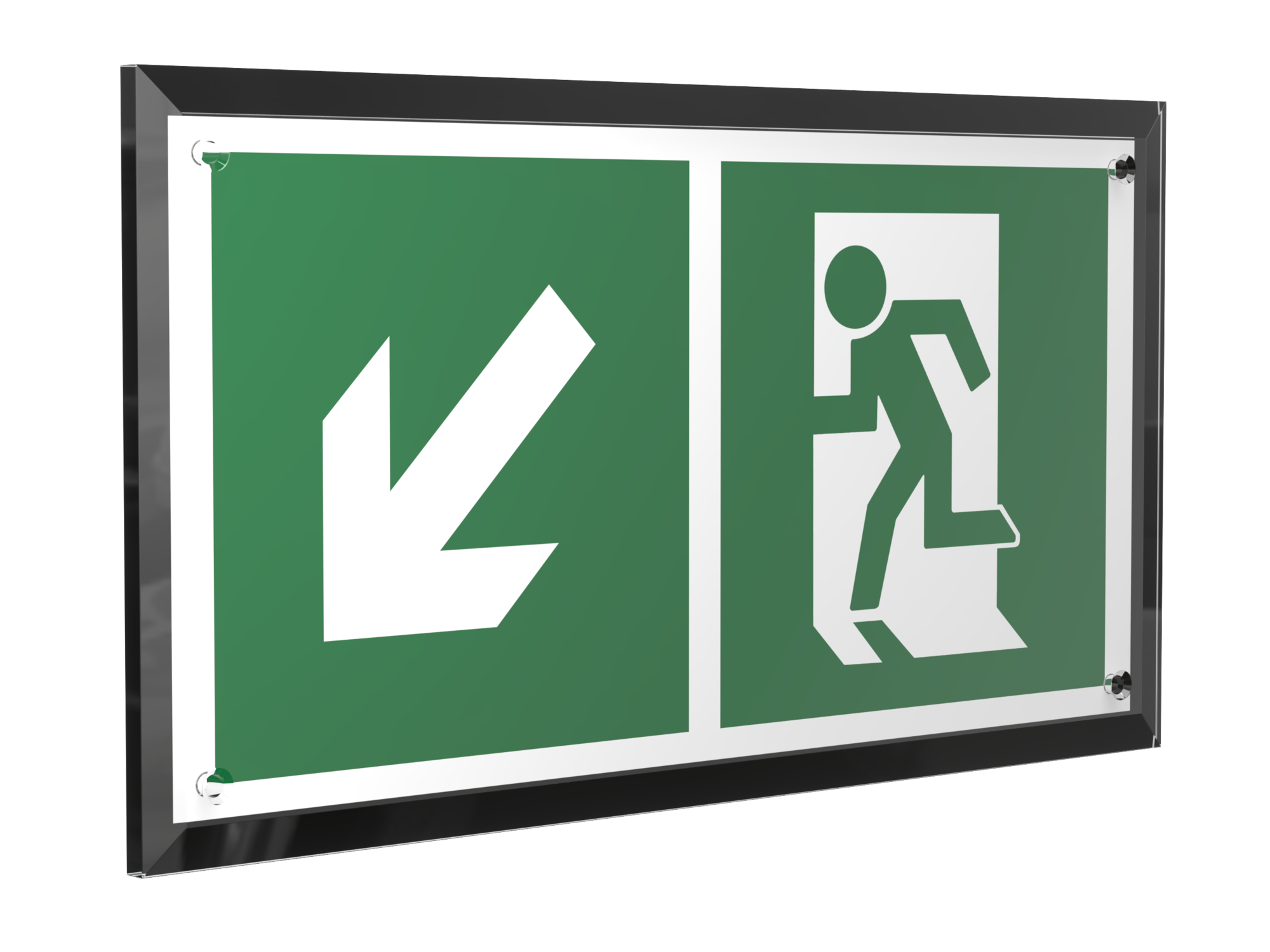 Знак безопасности PT-32178-Black.E33''Напр. к эвакуационному выходу налево вниз''