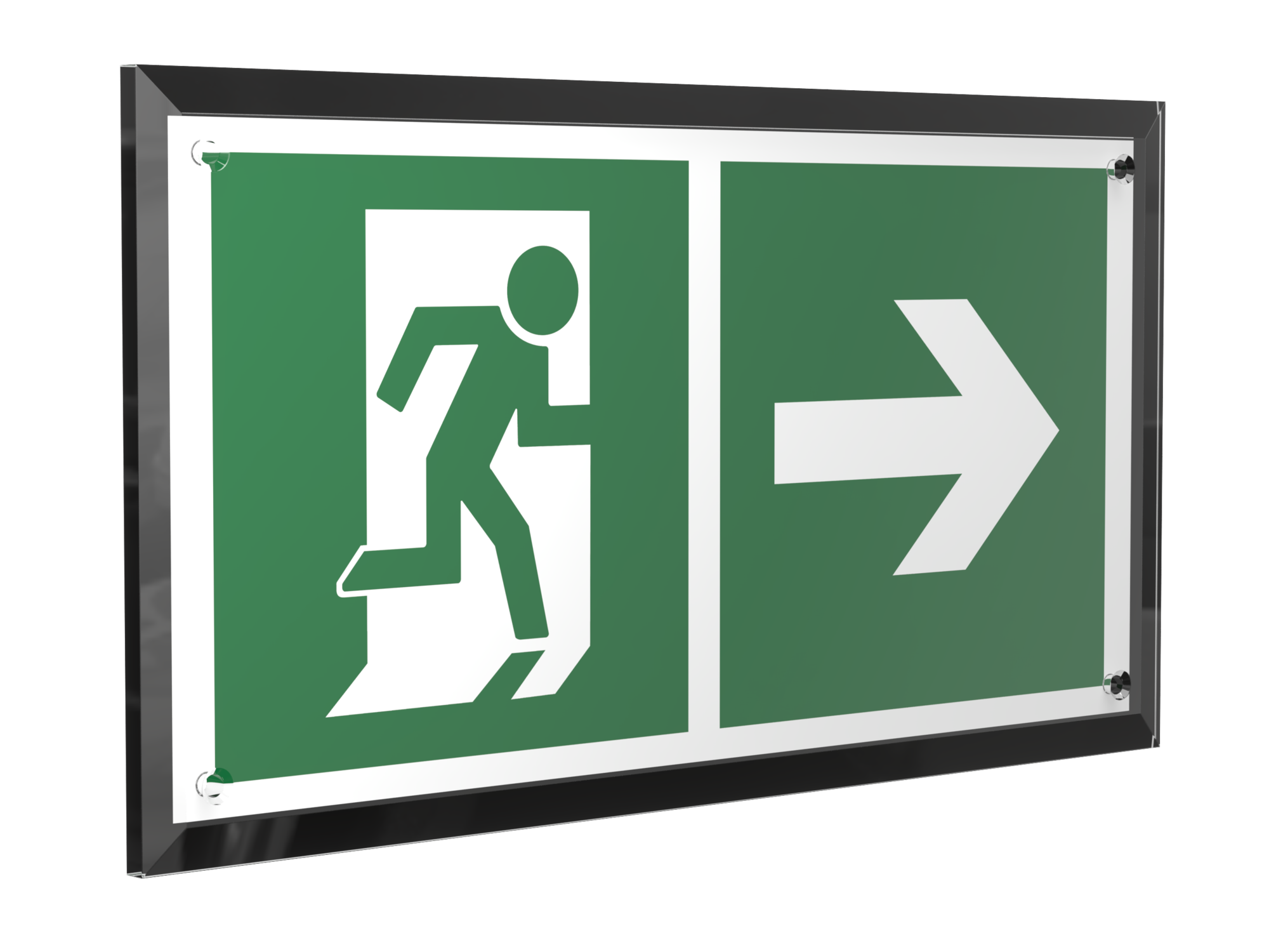 Знак безопасности PT-32178-Black.E35''Напр. к эвакуационному выходу направо''