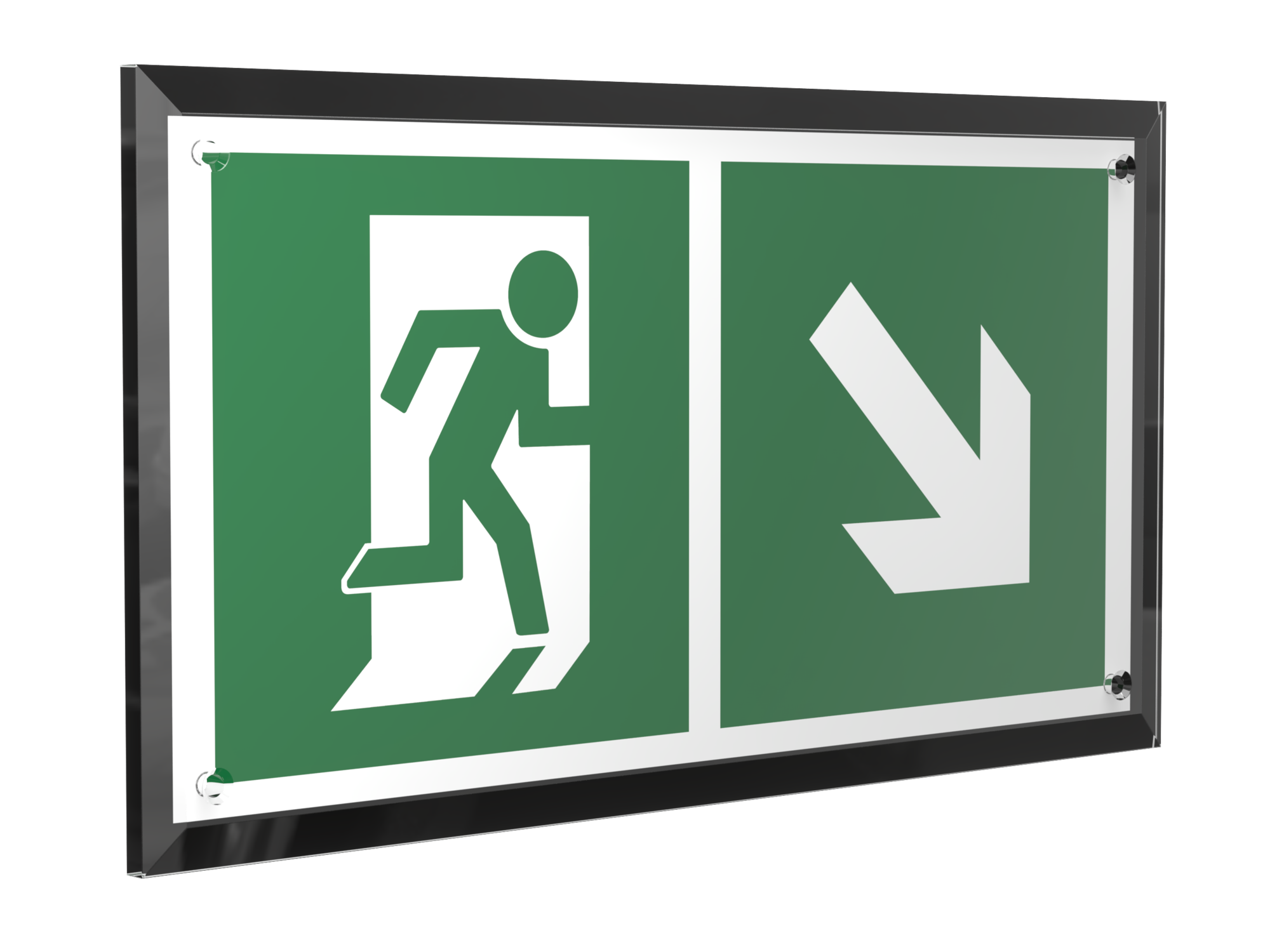 Знак безопасности PT-32178-Black.E36''Напр. к эвакуационному выходу направо вниз''