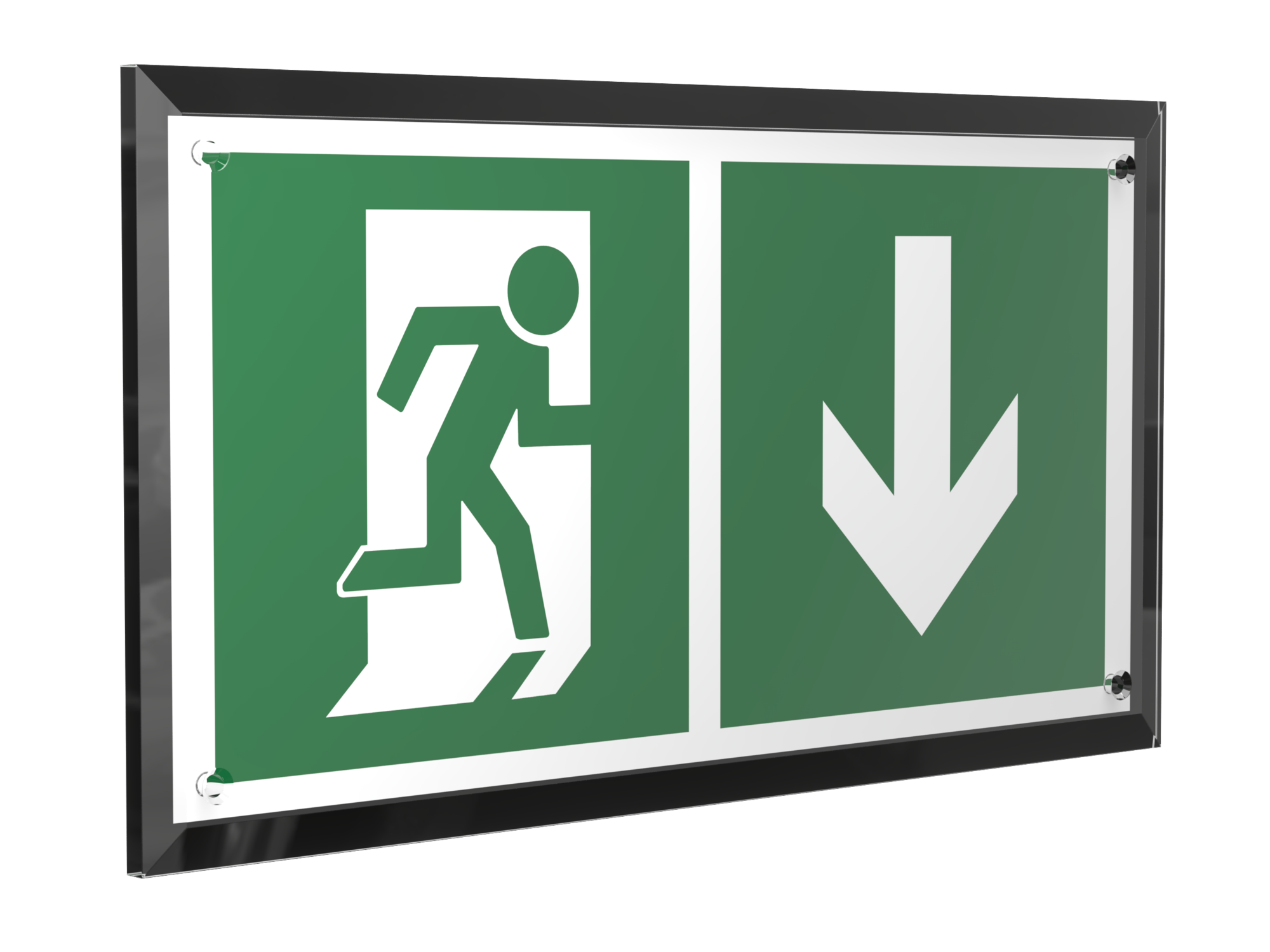 Знак безопасности PT-32178-Black.E39''Указ. двери эвакуац. выхода (прав.)''