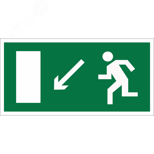 Знак безопасности BL-3015B.E08''Напр. к эвакуационному выходу налево вниз'' - фото 1