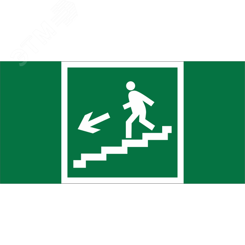 Знак безопасности NPU-2714.E14''Напр. к эвакуац. выходу по лестн. вниз (лев..)'' - фото 1