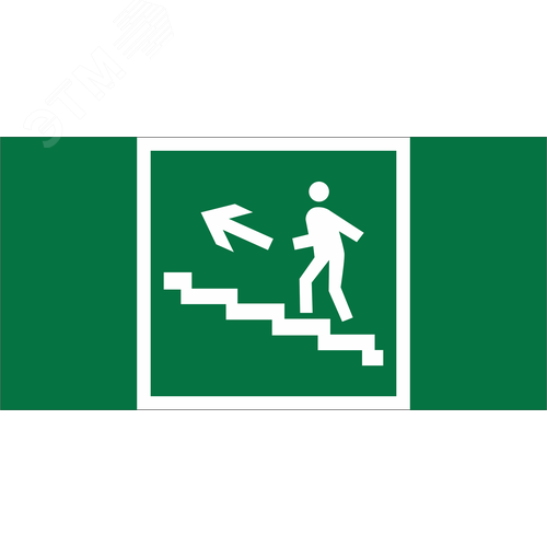 Знак безопасности NPU-1510.E16''Напр. к эвакуац. выходу по лестн. вверх (лев.)'' - фото 1