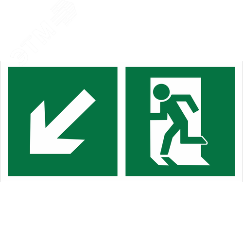 Знак безопасности BL-2915B.E33''Напр. к эвакуационному выходу налево вниз'' - фото 1