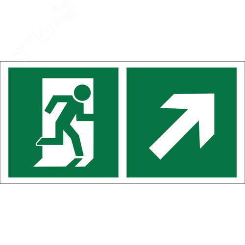 Знак безопасности BL-2915B.E37''Напр. к эвакуационному выходу направо вверх'' - фото 1