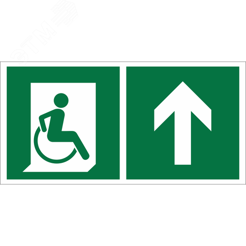 Изображение товара Знак безопасности BL-3015B.E69''Напр. движения к эвакуац. выходу МГН прямо'' (шт)