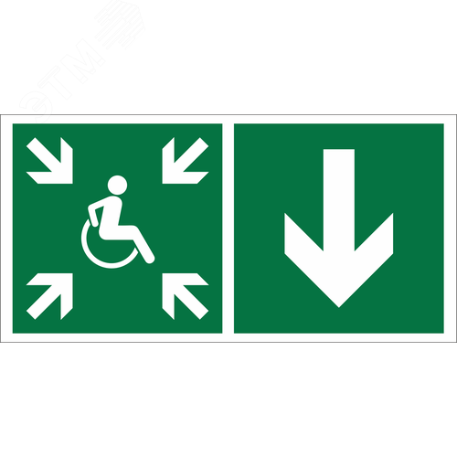 Изображение товара Знак безопасности BL-3517.E78''Указ. двери пункта сбора(безоп.зоны)МГН(прав.)'' (шт)