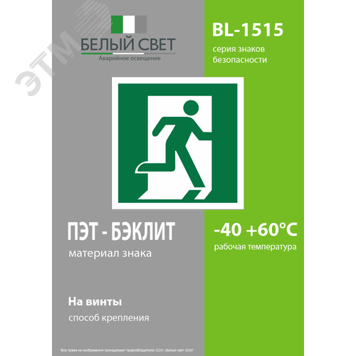 Знак безопасности BL-1515.E01-02''Выход здесь (прав.)'' - фото 3