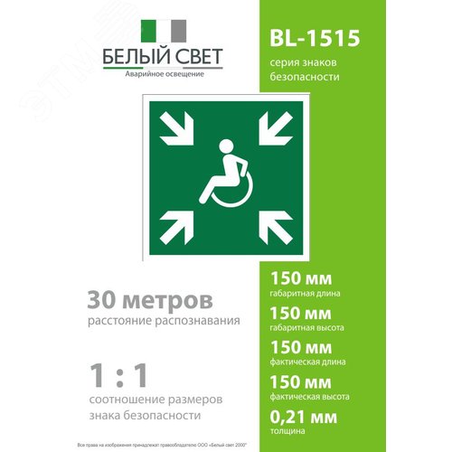 Знак безопасности BL-1515.E65''Пункт (место) сбора МГН (безопасная зона МГН)'' - фото 4