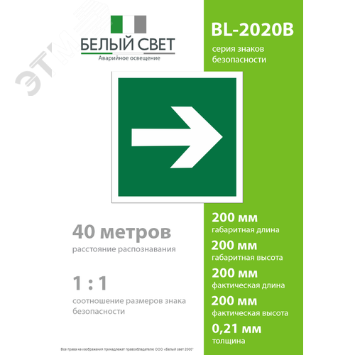 Знак безопасности BL-2020B.E02-01''Направляющая стрелка'' - фото 4