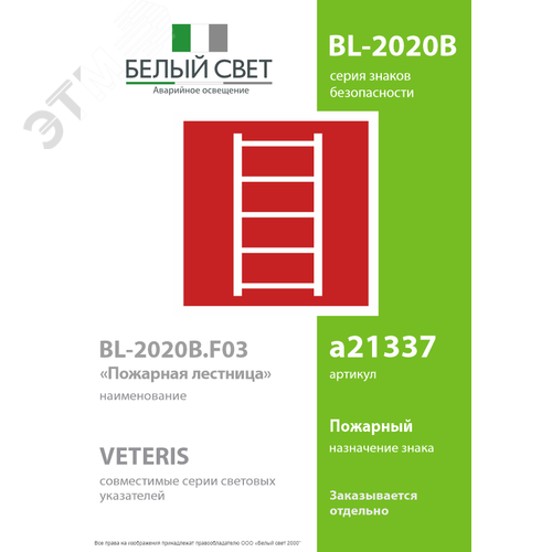 Знак безопасности BL-2020B.F03''Пожарная лестница'' - фото 2