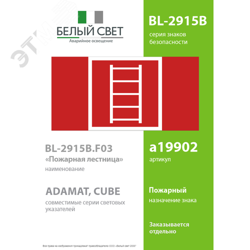Знак безопасности BL-2915B.F03''Пожарная лестница'' - фото 2