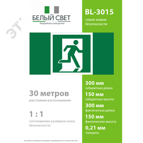 Знак безопасности BL-3015.E01-02''Выход здесь (прав.)'' - фото 4