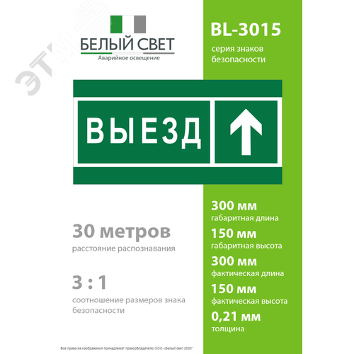 Знак безопасности BL-3015.N06''Направление к воротам выезда прямо'' - фото 4