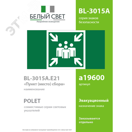 Знак безопасности BL-3015A.E21''Пункт (место) сбора'' - фото 2