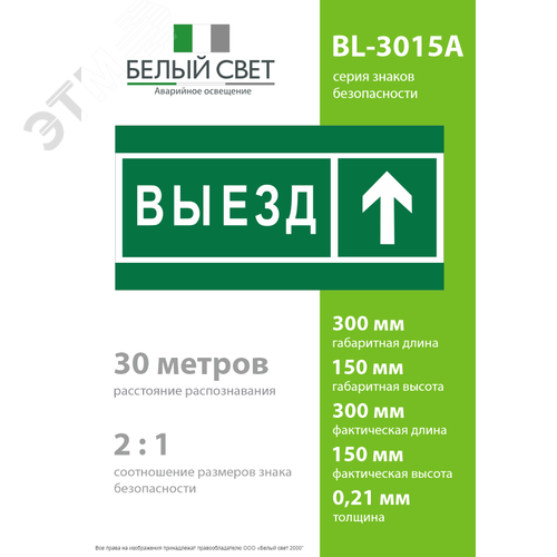 Знак безопасности BL-3015A.N06''Направление к воротам выезда прямо'' - фото 4