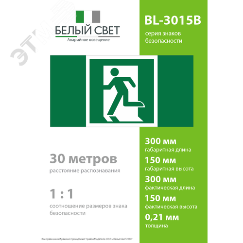 Знак безопасности BL-3015B.E01-01''Выход здесь (лев.)'' - фото 4