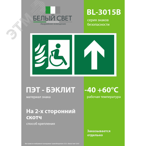 Знак безопасности BL-3015B.E87''Эвакуационные пути для инвалидов прямо'' - фото 3