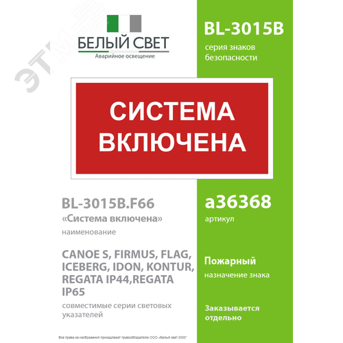 Знак безопасности BL-3015B.F66 Система включена - фото 2