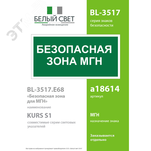 Знак безопасности BL-3517.E68''Безопасная зона для МГН'' - фото 2