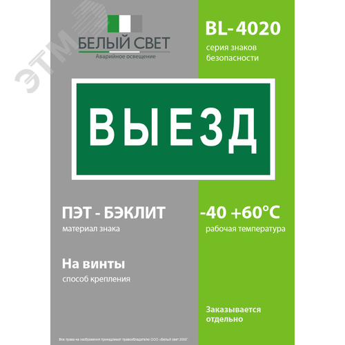 Знак безопасности BL-4020.N02''Выезд'' - фото 3