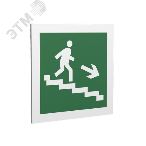 Знак безопасности PS-33336.E13''Напр. к эвакуац. выходу по лестн. вниз (прав.)'' - фото 1