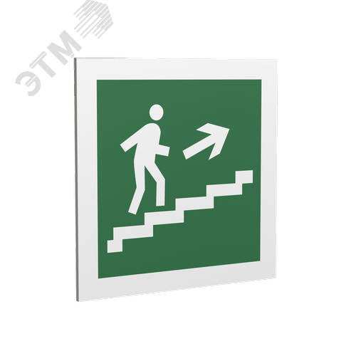 Знак безопасности PT-17176.E15''Напр. к эвакуац. выходу по лестн. вверх (прав.)'' - фото 1