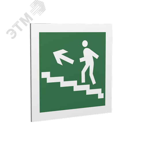 Знак безопасности PT-17176.E16''Напр. к эвакуац. выходу по лестн. вверх (лев.)'' - фото 1