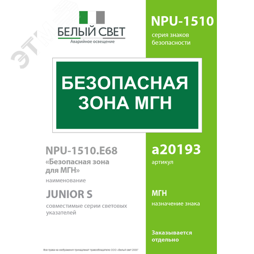 Знак безопасности NPU-1510.E68''Безопасная зона для МГН'' - фото 2