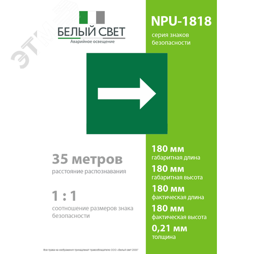 Знак безопасности NPU-1818.C01''Направление движения к защитным сооружениям'' - фото 4