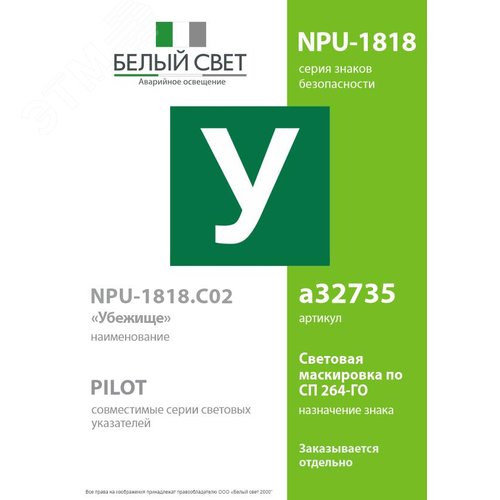 Знак безопасности NPU-1818.C02''Убежище'' - фото 2