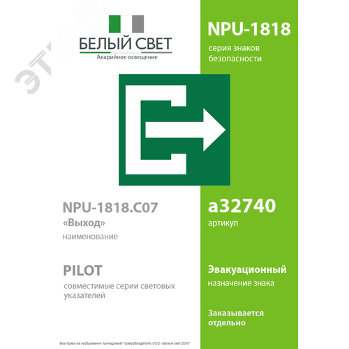Знак безопасности NPU-1818.C07''Выход'' - фото 2