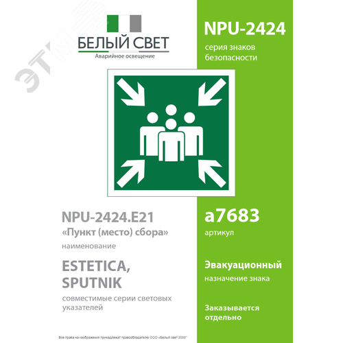 Знак безопасности NPU-2424.E21''Пункт (место) сбора'' - фото 2